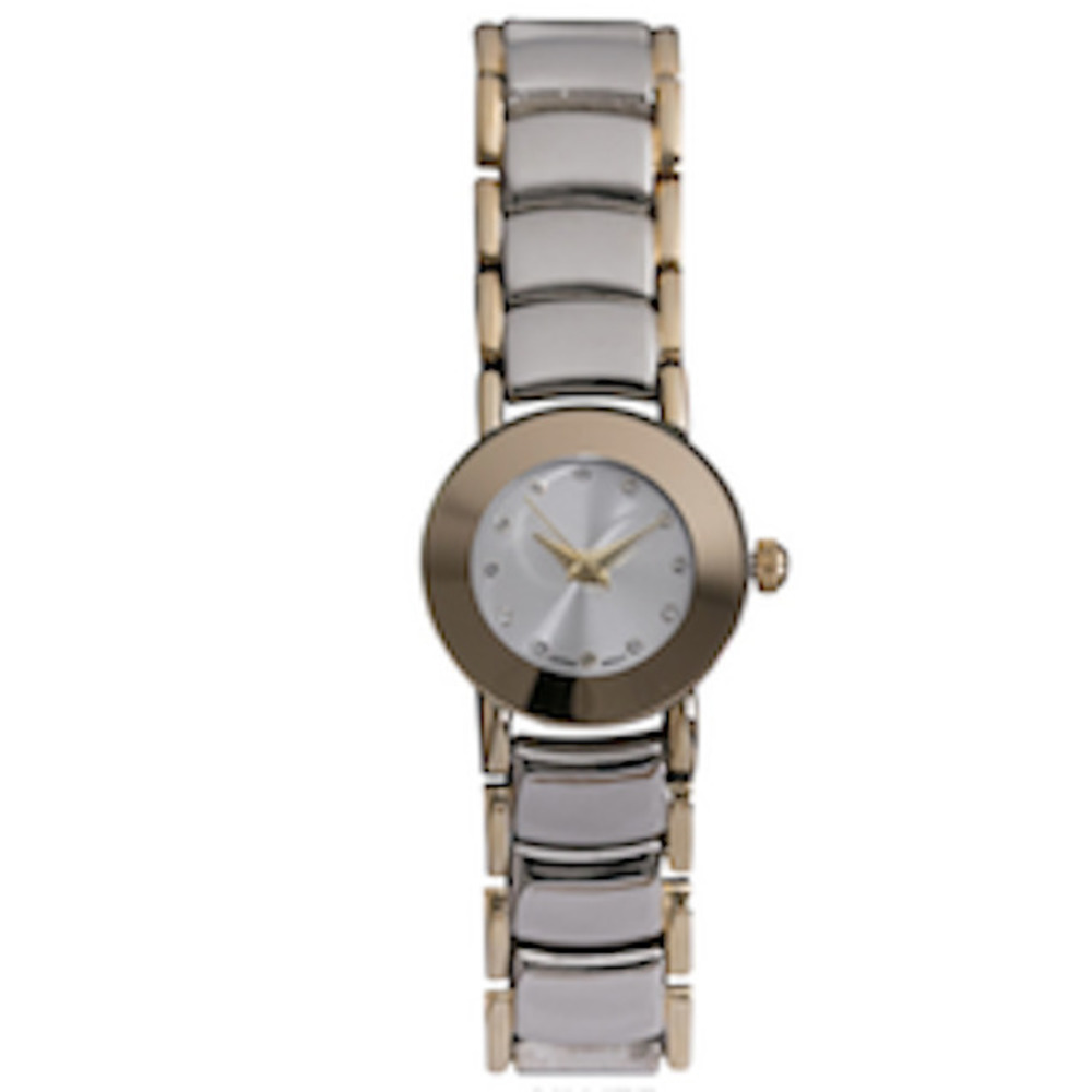 QRTZ Women's Round Stainless Steel Case Back Silver/Gold 21mm Wrist Watch